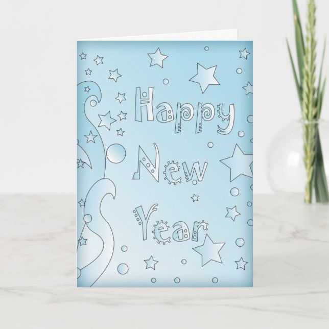 Cartão De Festividades Happy New Year 2010 - Blue design with stars (Frente)