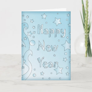 Cartão De Festividades Happy New Year 2010 - Blue design with stars