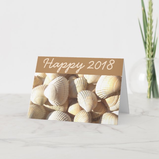 Cartão De Festividades Happy New Year 2018 Sea Shells Summer Tropical (Frente)