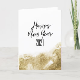 Cartão De Festividades Happy New Year 2021 | Festive Gold Abstract