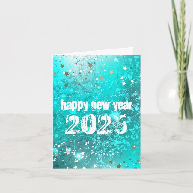 Cartão De Festividades Happy New year 2026 turquoise invitation (Frente)