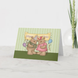 Cartão De Festividades Happy New Year Bears