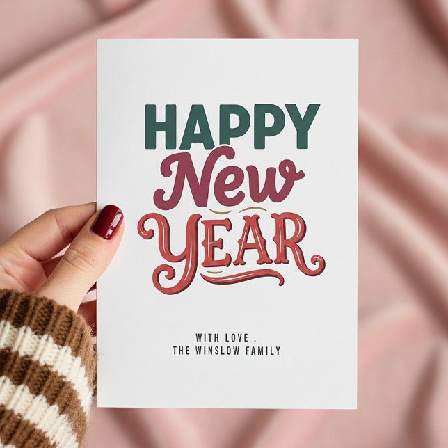 Cartão De Festividades Happy New Year Card – Personalized Name or Family  (Criador carregado)