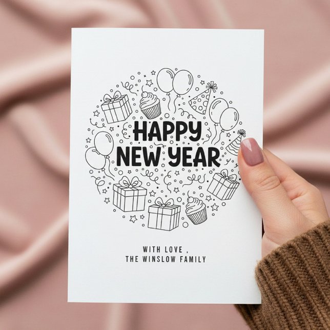 Cartão De Festividades Happy New Year Card – Personalized Name or Family (Criador carregado)