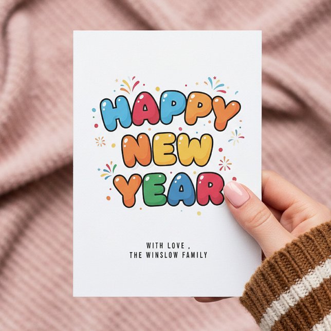Cartão De Festividades Happy New Year Card – Personalized Name or Family (Criador carregado)