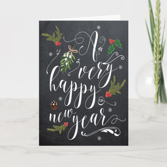 Cartão De Festividades happy new year christmas holiday card modern (Frente)