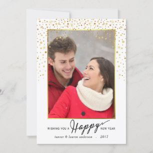 Cartão De Festividades Happy New Year Gold Glitter Confetti Holiday Photo