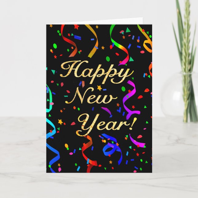 Cartão De Festividades "Happy New Year!" Greeting Card (Frente)