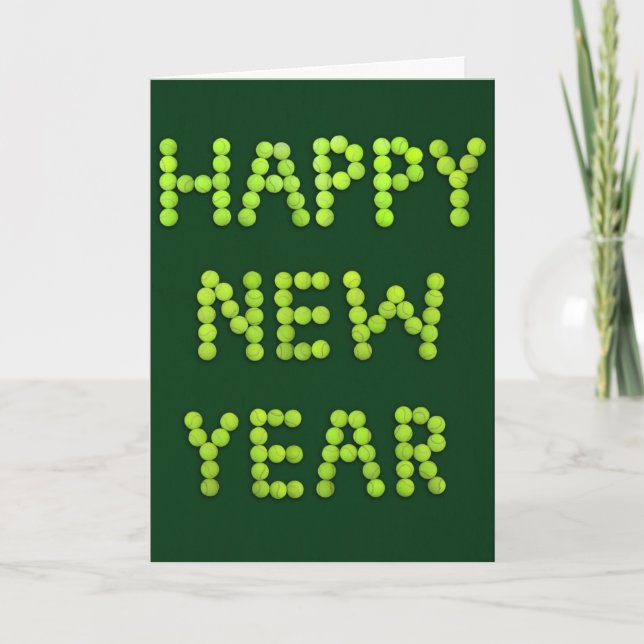 Cartão De Festividades Happy New Year Greeting Card for Tennis Fans (Frente)