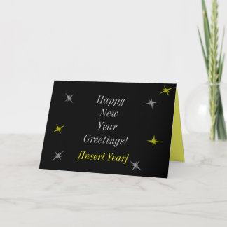 Cartão De Festividades Happy New Year Greetings! (black, silver and gold)