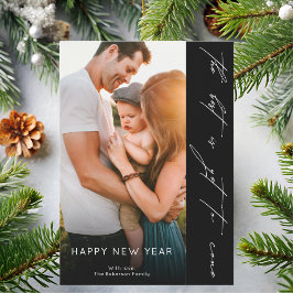 Cartão De Festividades Happy New Year Handwritten Script Black Photo