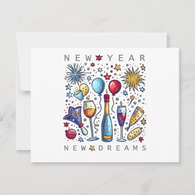 Cartão De Festividades Happy New Year New Dreams 2026 Family Matching Fir (Frente)