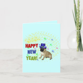 Cartão De Festividades Happy New Year Pug Greeting Card