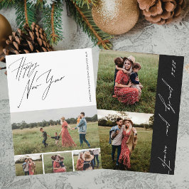 Cartão De Festividades Happy New Year Script 6-Photo Collage Family