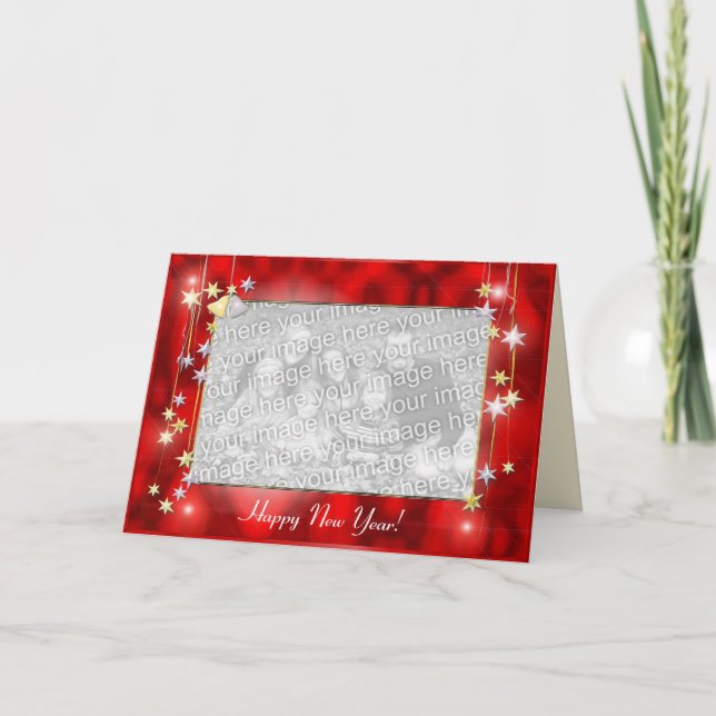 Cartão De Festividades Happy New Year Stars (photo frame) (Frente)