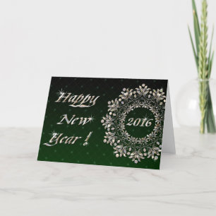 Cartão De Festividades Happy New Year Wreath Design Card