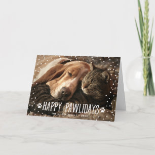 Cartão De Festividades Happy Pawlidays   Folded Holiday Photo Card