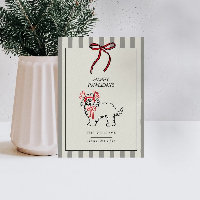 Cartão De Festividades Happy Pawlidays Modern Dog Family Christmas Card (Criador carregado)