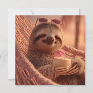 Cartão De Festividades Happy Sloth Relaxando em um Hammock