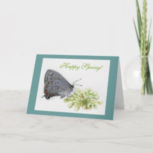 Cartão De Festividades Happy Spring Butterfly Watercolor Painting