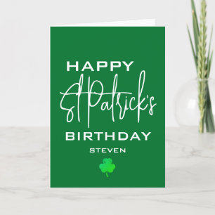 Cartão De Festividades Happy St Patricks Birthday Shamrock Personalizado