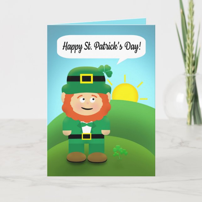 Cartão De Festividades Happy St Patrick's Day Leprechaun Outdoors (Frente)