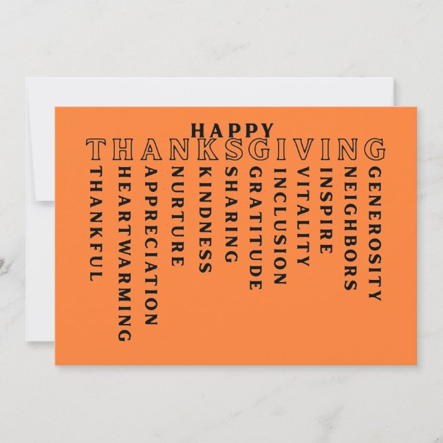 Cartão De Festividades Happy Thanksgiving Acrostic Card (Frente)