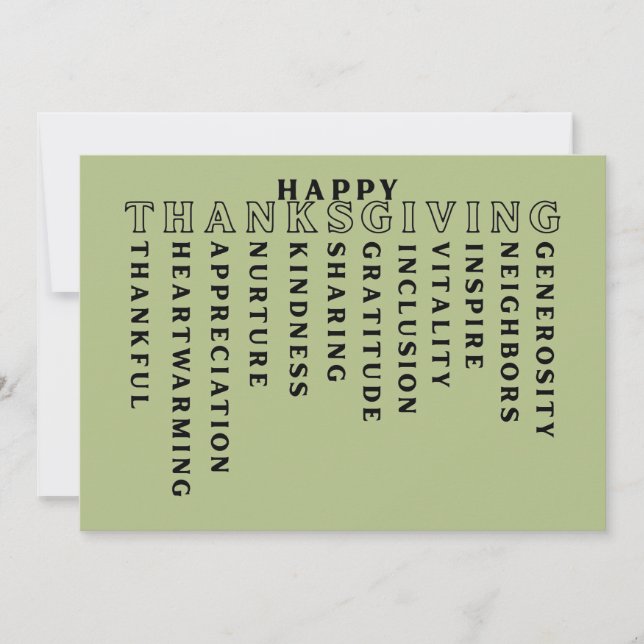 Cartão De Festividades Happy Thanksgiving Acrostic Card (Frente)