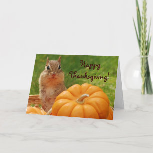 Cartão De Festividades Happy Thanksgiving Cute Chipmunk Card