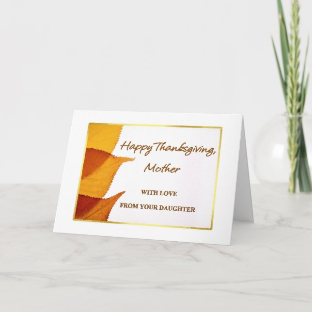 Cartão De Festividades Happy Thanksgiving Mother with Love from your Daug (Frente)