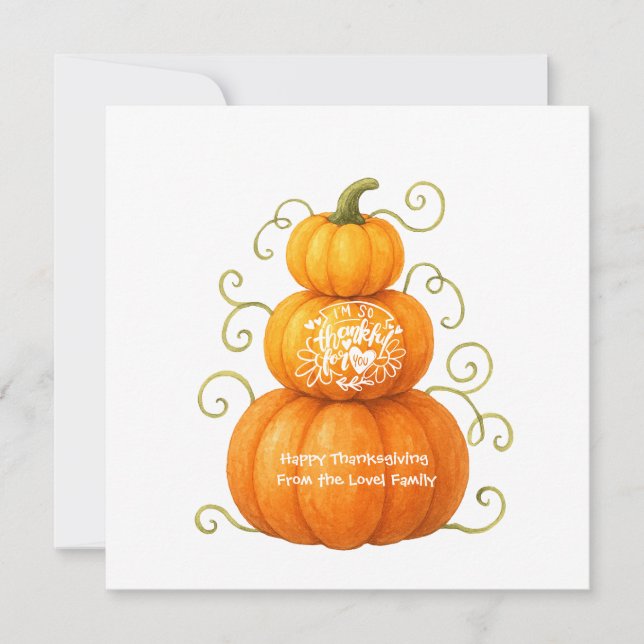 Cartão De Festividades Happy Thanksgiving Thankful Pumpkins (Frente)