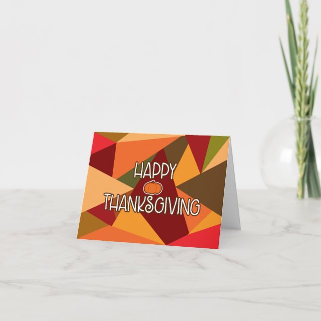 Cartão De Festividades HAPPY THANKSGIVING Triangles Fall Greeting Card (Frente)