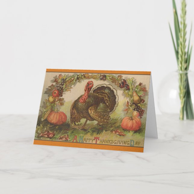 Cartão De Festividades Happy Thanksgiving Vintage Art Cards (Frente)