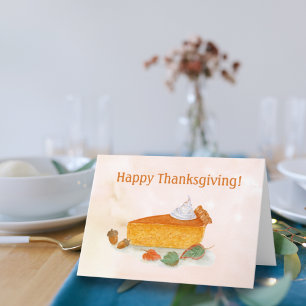 Cartão De Festividades Happy Thanksgiving Watercolor Pumpkin Pie