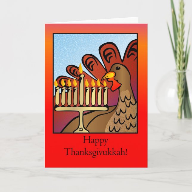 Cartão De Festividades Happy Thanksgivukkah! Card (Frente)