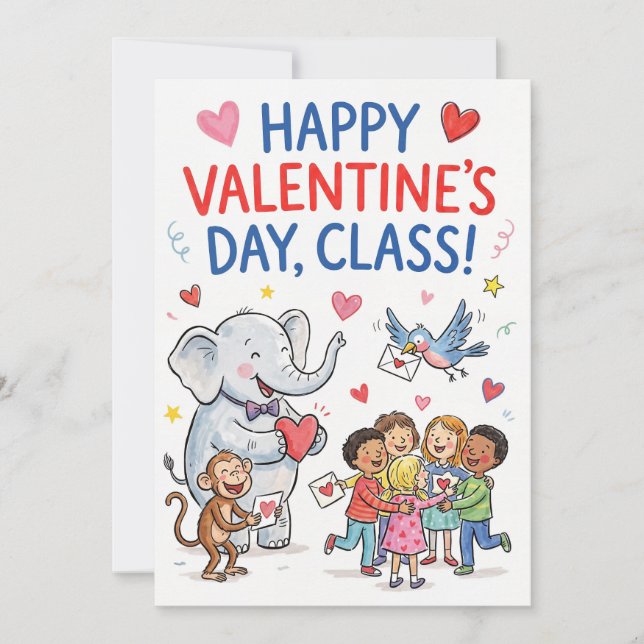 Cartão De Festividades Happy Valentine’s Day Class - Classroom Valentines (Frente)