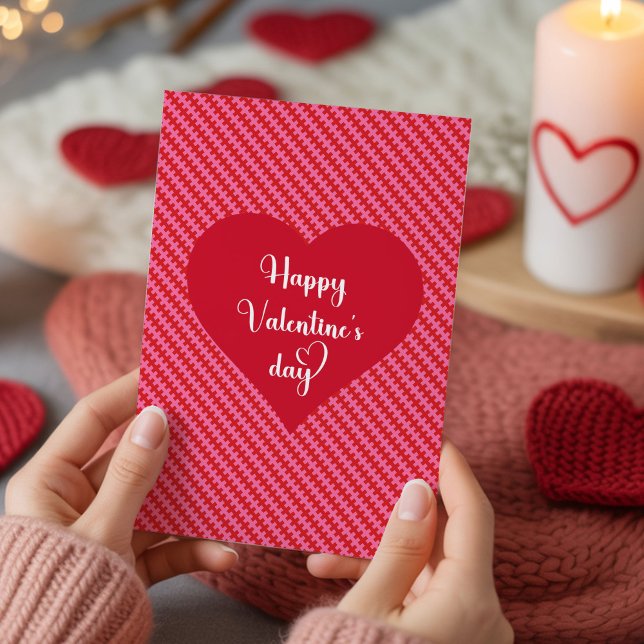 Cartão De Festividades Happy Valentine’s Day Pink Red Hearts Love Card (Happy Valentine’s Day Pink Red Hearts Love Card)