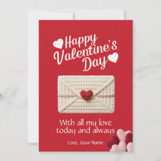 Cartão De Festividades Happy Valentine’s Day Red Love Card with Heart