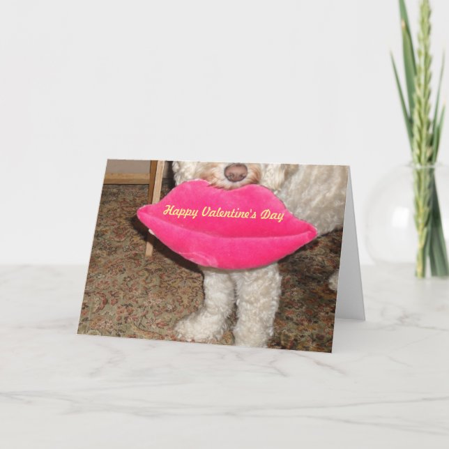 Cartão De Festividades Happy Valentine's Day and a Kiss from our Dog! (Frente)