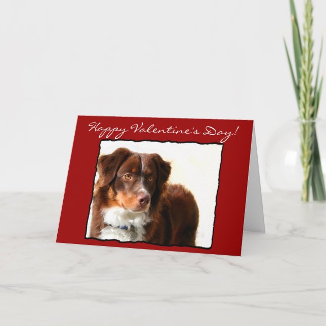 Cartão De Festividades Happy Valentine's Day Australian Shepherd card (Frente)