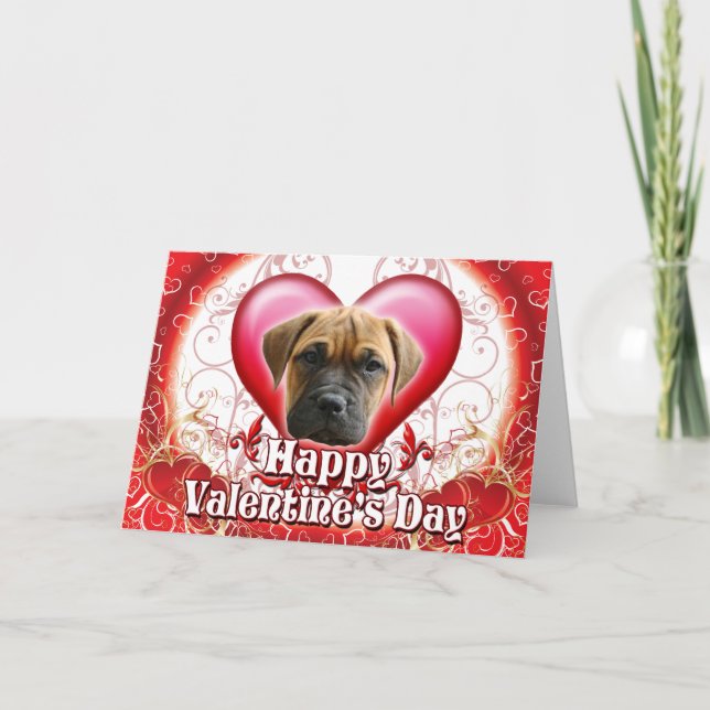 Cartão De Festividades Happy Valentines Day Bull Mastiff (Frente)