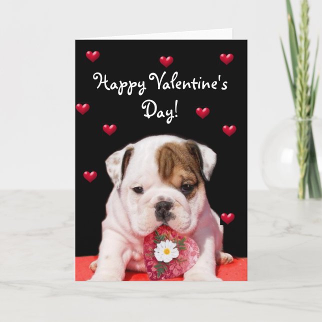 Cartão De Festividades Happy Valentine's Day Bulldog greeting card (Frente)