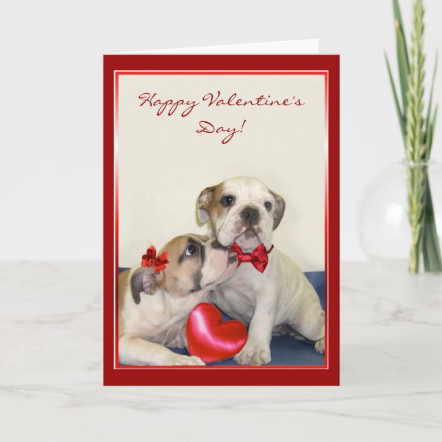 Cartão De Festividades Happy Valentine's Day Bulldog greeting card (Frente)