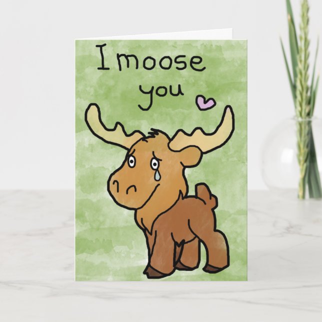 Cartão De Festividades Happy Valentines Day Card - I Moose You (Frente)