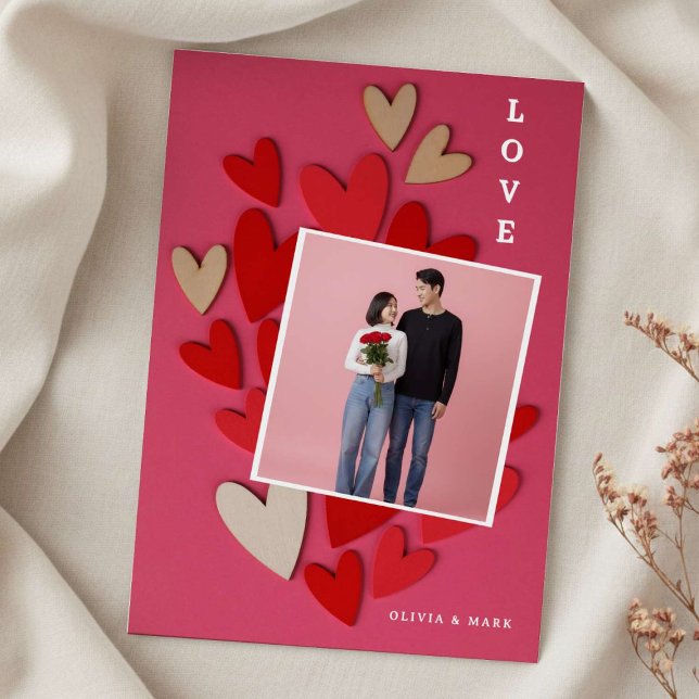 Cartão De Festividades Happy Valentines Day Custom Photo Collage Love    (Criador carregado)