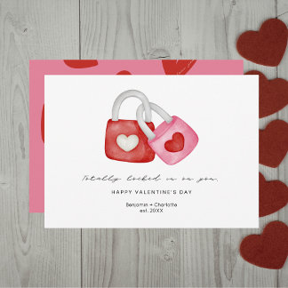 Cartão De Festividades Happy Valentine's Day Cute Fun Locks Hearts Custom