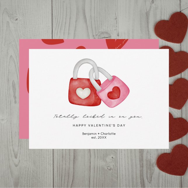 Cartão De Festividades Happy Valentine's Day Cute Fun Locks Hearts Custom (Criador carregado)