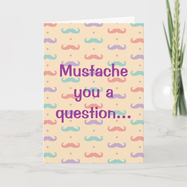 Cartão De Festividades Happy Valentine's Day Cute Mustache Moustache Card (Frente)