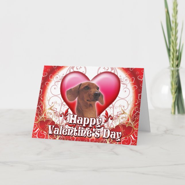Cartão De Festividades Happy Valentines Day Dachshund (Frente)