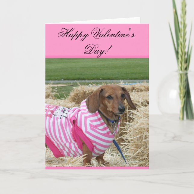 Cartão De Festividades Happy Valentine's Day Dachshund greeting card (Frente)